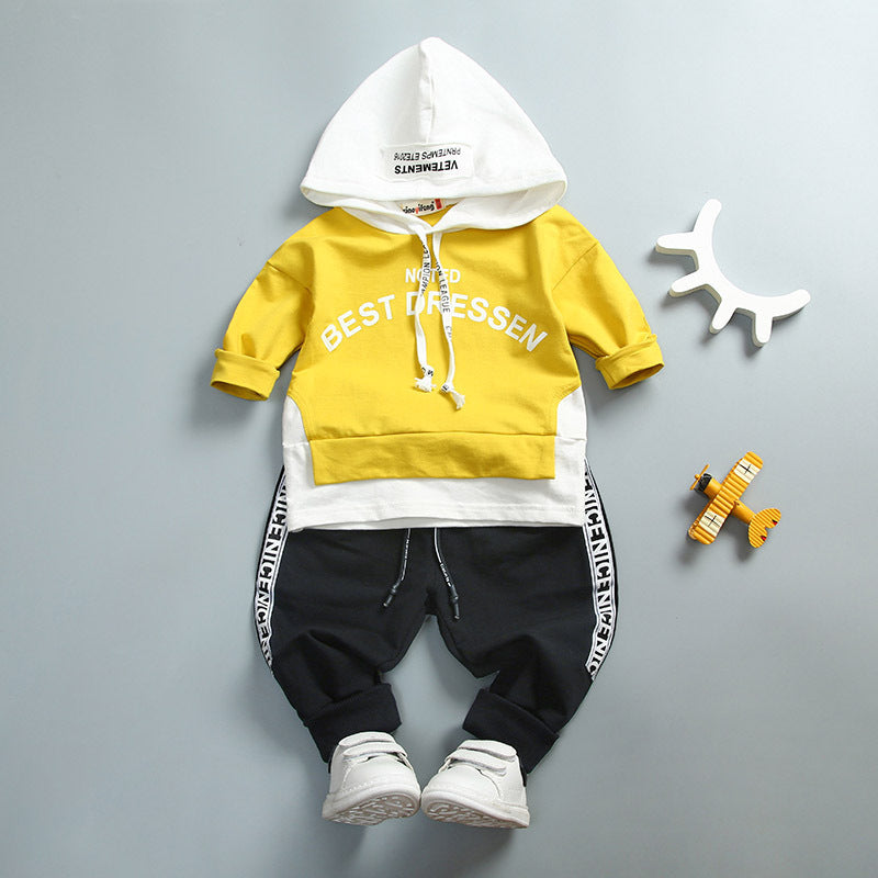 Boys' suit letter print hood - Minihomy