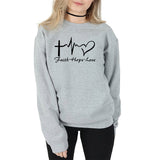 FAITH HOPE LOVE Print Sweatshirt Clothes O-neck Sweatshirt hoodies Women - Minihomy