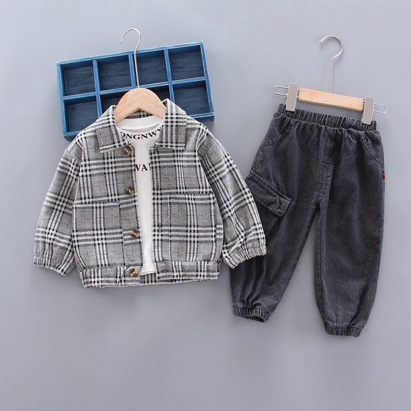 Baby boy long sleeve plaid suit - Minihomy