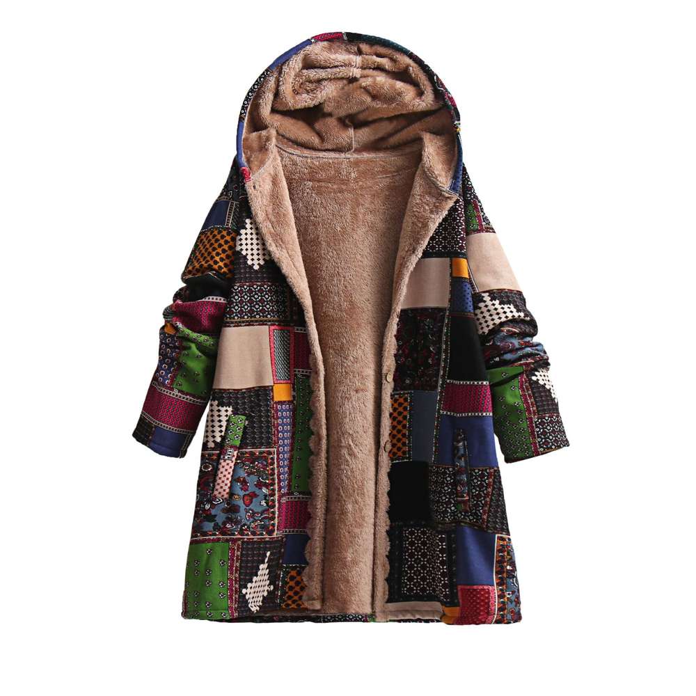 Autumn And Winter New Ethnic Style Cotton-padded Coat Hooded Cotton Jacket - Minihomy