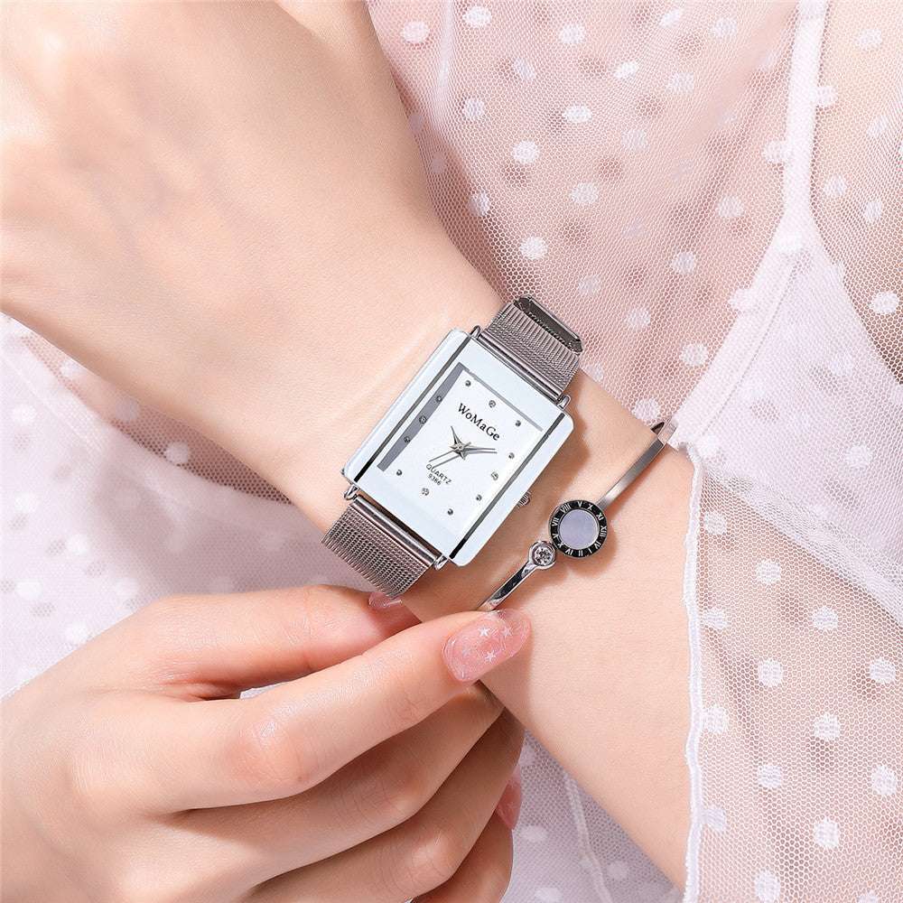 Fashion Simple Style Rectangular Dial Couple Watches - Minihomy