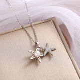 Full Rhinestone Zircon Sea Summer Star Pearl Pendant Titanium Steel Clavicle Chain - Minihomy