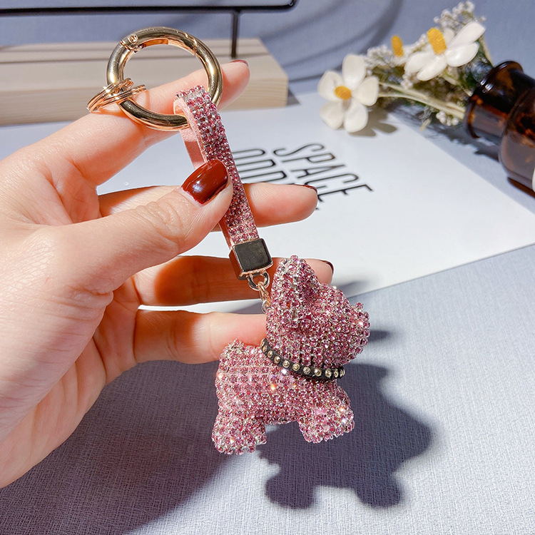 Diamond Claw Chain French Fighting Dog Keychain - Rhinestone Elegance - Women - Minihomy