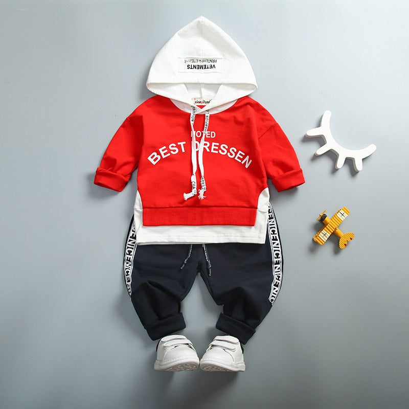 Boys' suit letter print hood - Minihomy