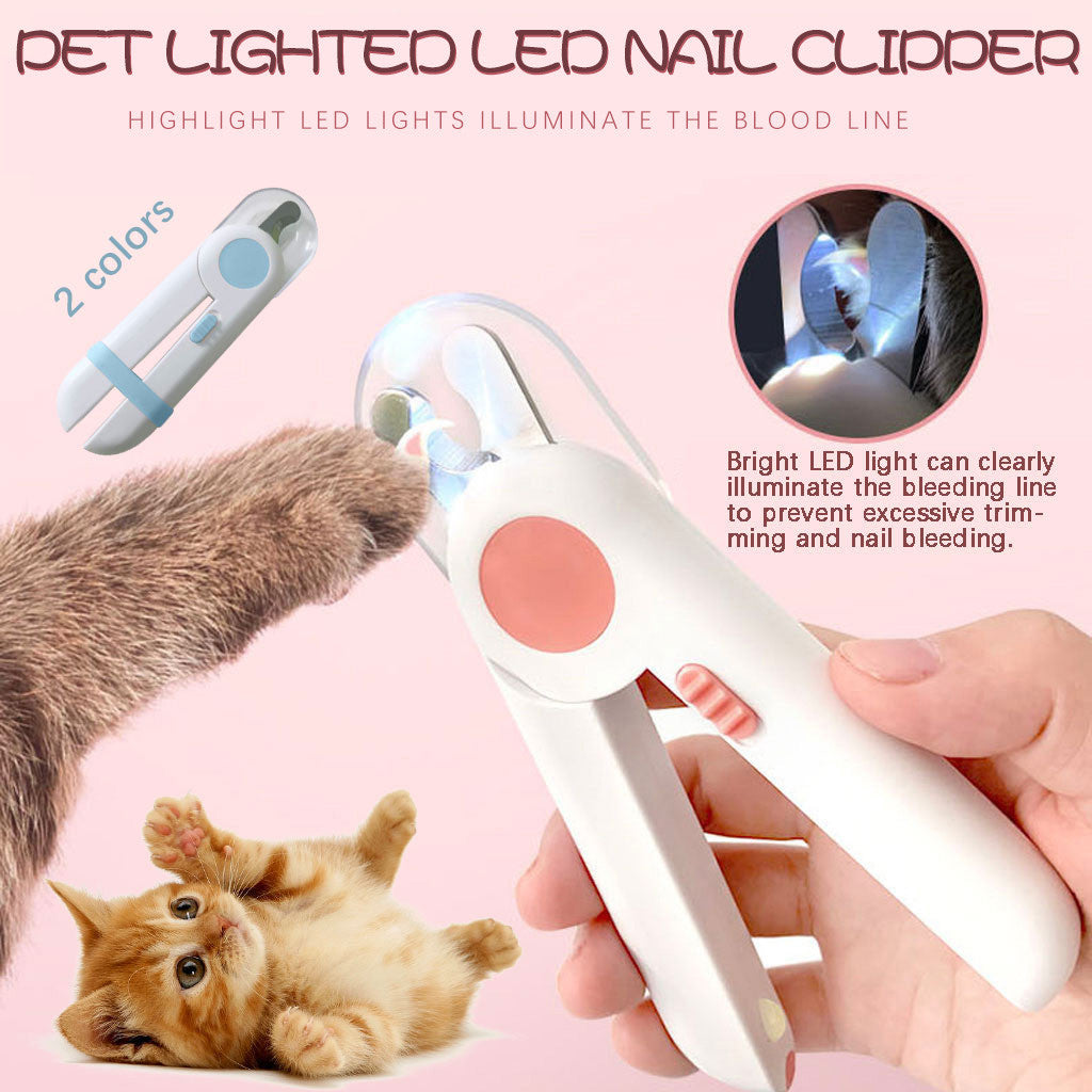 Professional Pet Nail Clippers for Dogs & Cats - LED Light, Safe & Easy Cutting