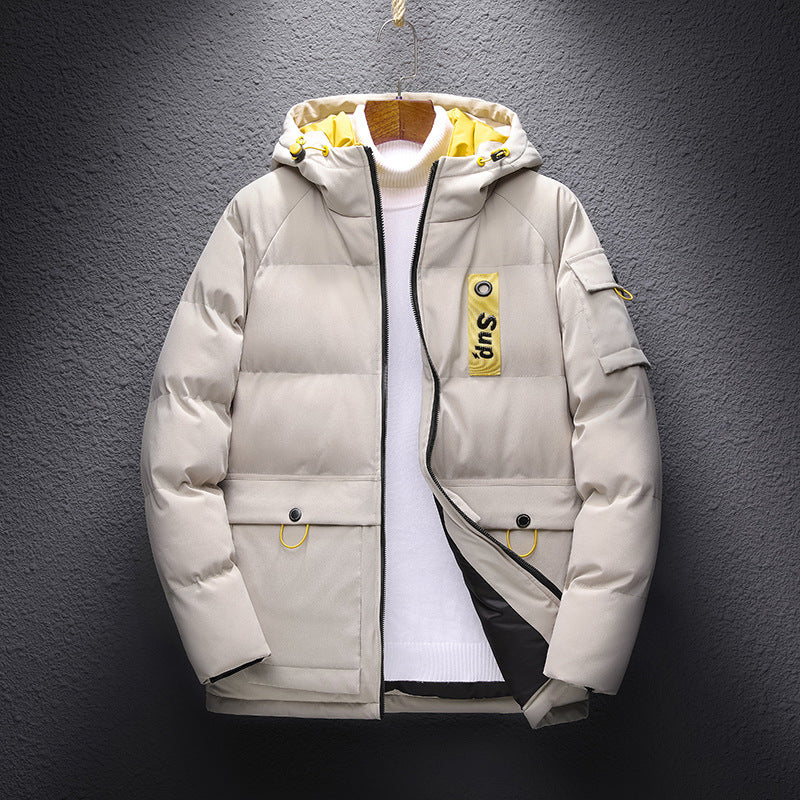 Men's Hooded Slim Fit Casual Down Cotton Padded Jacket: Stay Warm in Style - Minihomy