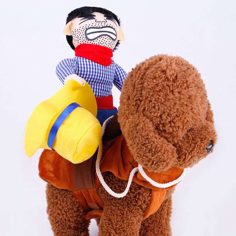 Cartoon Pet Cowboy Horseback Riding Costume Pet Supplies - Minihomy