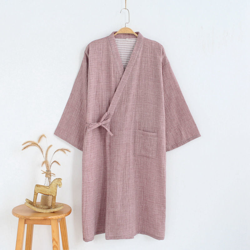 Cotton Bathrobe Japanese Style Kimono home wear - Minihomy