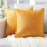 Ball lace pillow velvet solid color sofa short plush ball cushion cover - Minihomy