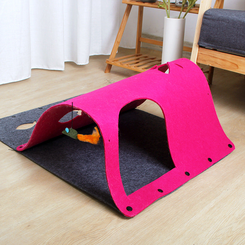 2 in 1 DIY Combined Cat Tunnel Toy Removable Felt Cat Nest House Play Dog Tunnel Tubes - Minihomy