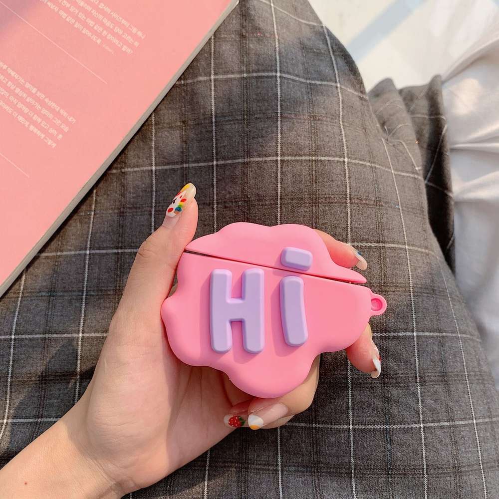 HI BYE Cloud Letter Cartoon Soft Silicone Wireless Earphone Cases Cute Cover - Minihomy