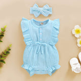 Lace Sleeve Double-Sided Ruffled Triangle Romper - Minihomy