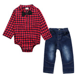 Boy Gentleman Plaid Suit Baby One-Piece Suit - Minihomy