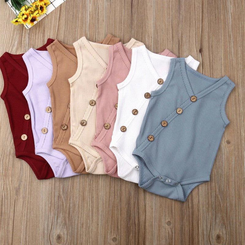 Newborn Baby Solid Bodysuit Kids Clothes Boys Girl Jumpsuit - Minihomy