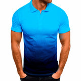 Slim-fit Gradient Print Short-sleeved Lapel Shirt Men's POLO Shirt