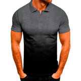 Slim-fit Gradient Print Short-sleeved Lapel Shirt Men's POLO Shirt