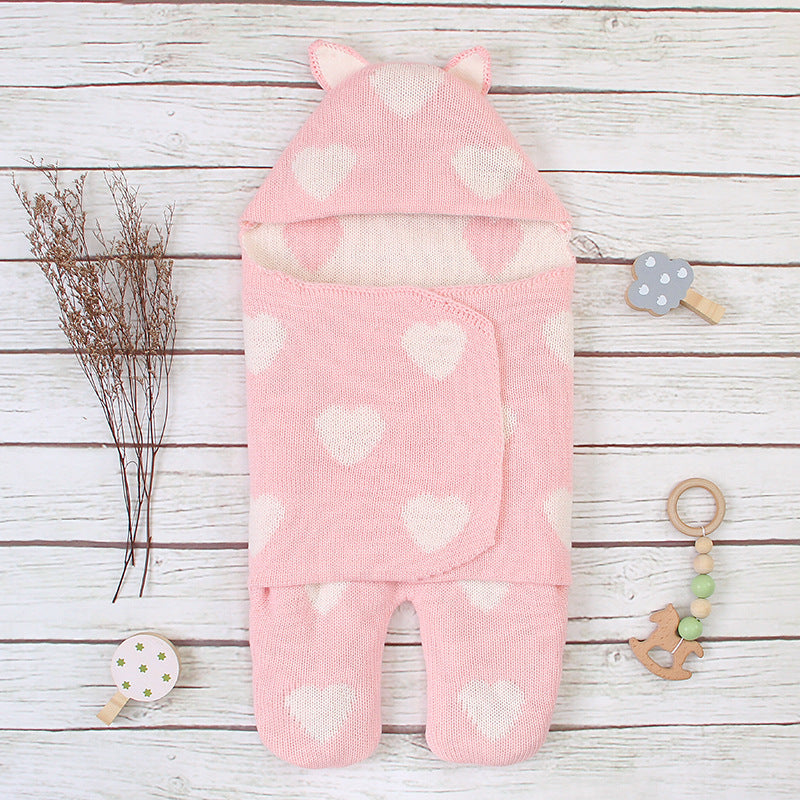 Newborn Solid Color Love Sleeping Bag Blanket Wrapped Baby Sleeping Bag - Minihomy