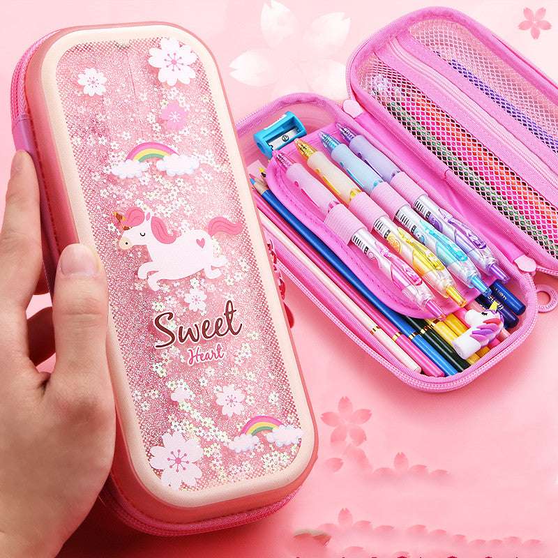 Large-capacity Liquid Creative Quicksand Pencil Case for Primary School Students - Minihomy