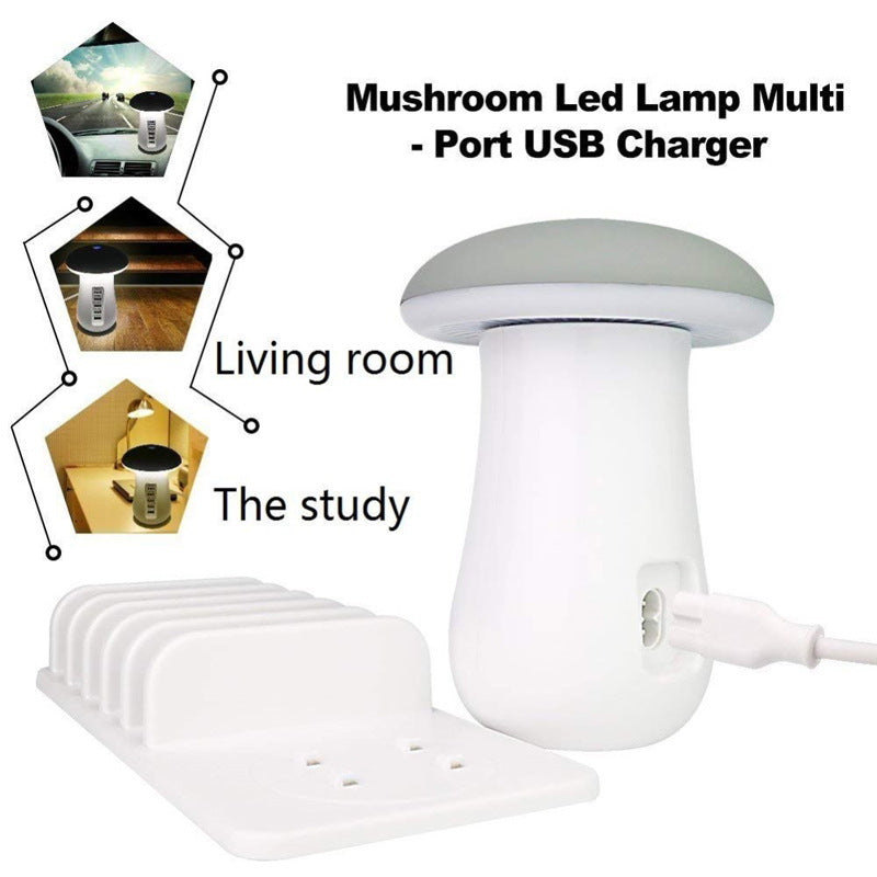 2-In-1 Multifunction Mushroom Lamp LED Lamp Holder USB Charger for Home Office Supplies - Minihomy