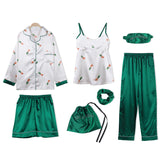 Summer Seven-Piece Suit Suspenders Ice Silk Pajamas