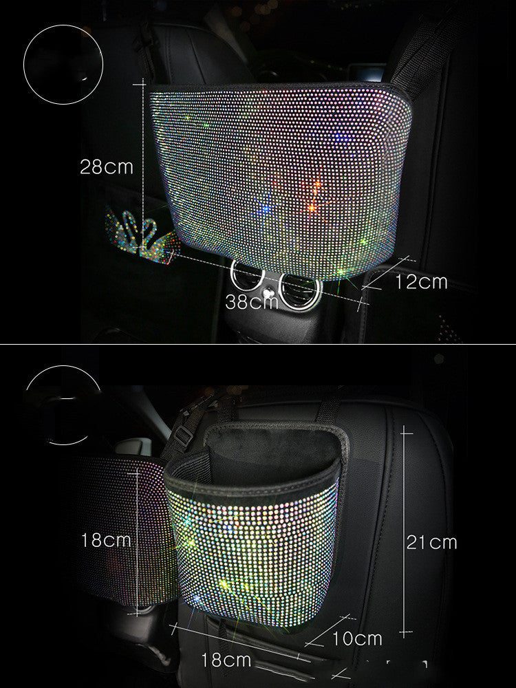 Car Storage Net Pockets Between Car Seats Car Storage Bag - Bling Crystal Design - Minihomy