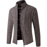 Autumn And Winter Middle-aged Men Plus Velvet Thick Knit Sweater Cardigan - Minihomy