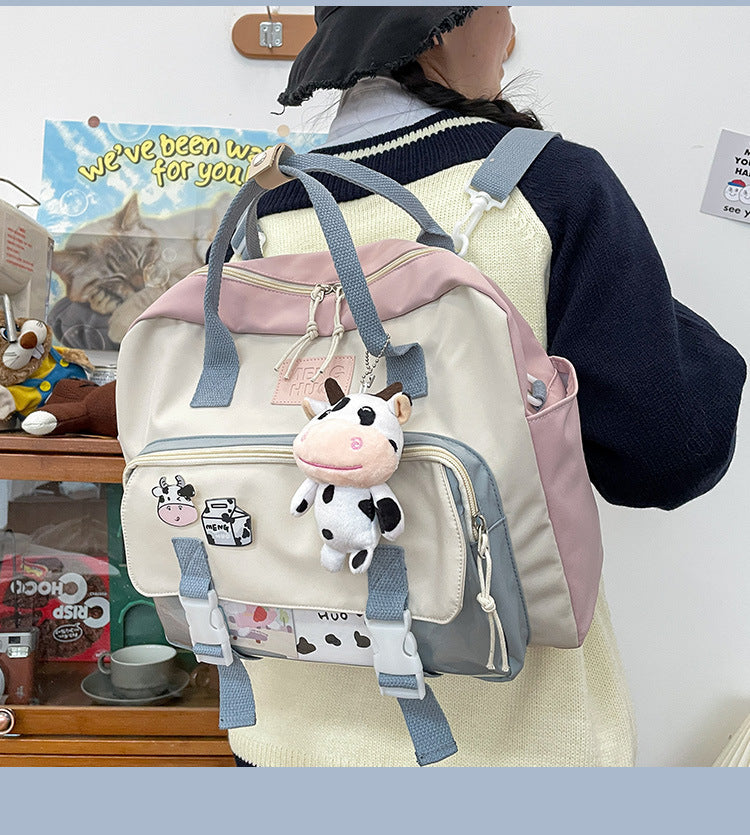 Girl Student Backpack Girl Korean Version Chic Wild Backpack Student Dual-use Schoolbag - Minihomy