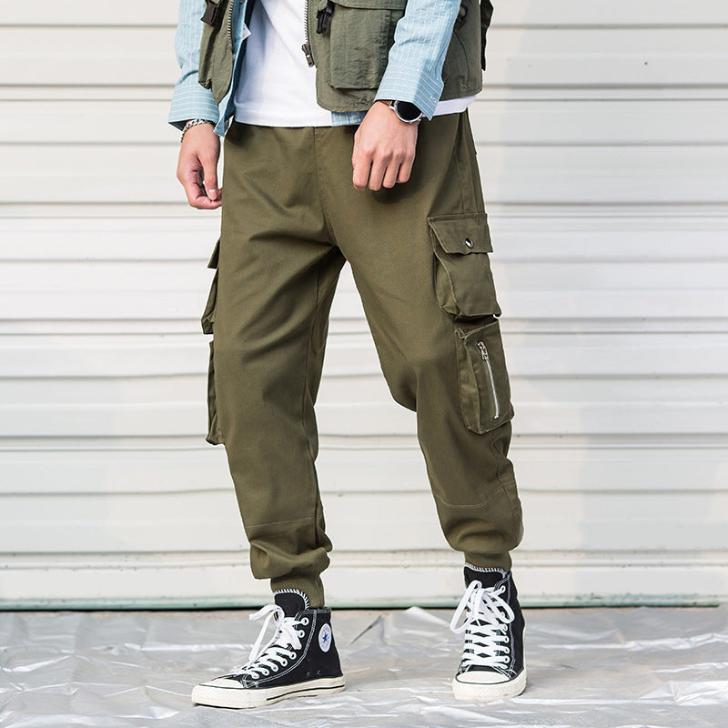 Casual Cargo Pant Men Harajuku Pencil Pants Many Pockets - Minihomy