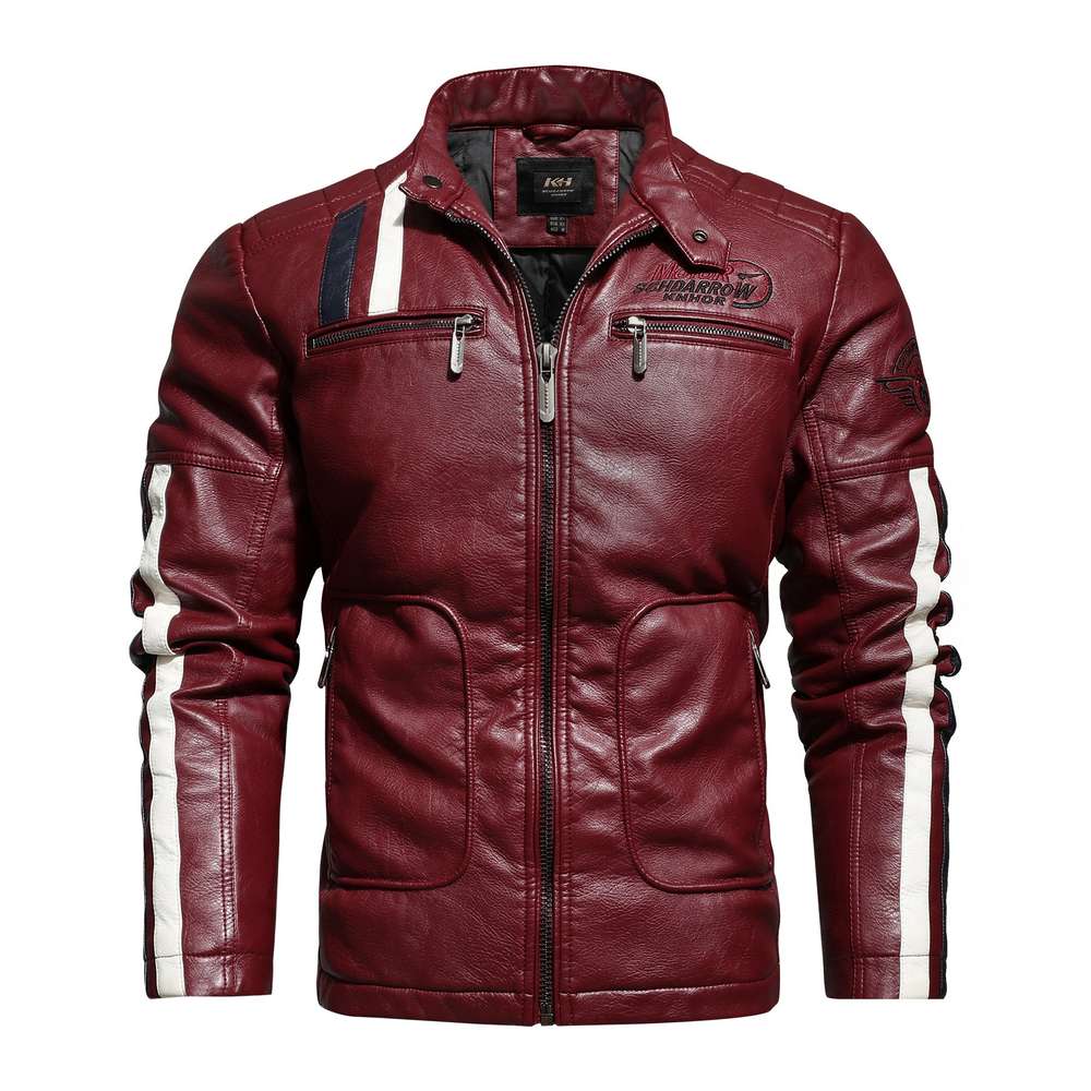 Men's PU Leather Clothing Tide Motorcycle Jacket Washed Plus Cotton Jacket - Minihomy