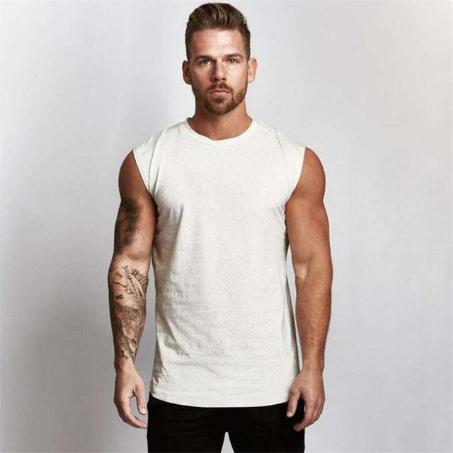 Gym Sleeveless Shirt Cotton Tank Top for Men Sportswear Vest - Minihomy