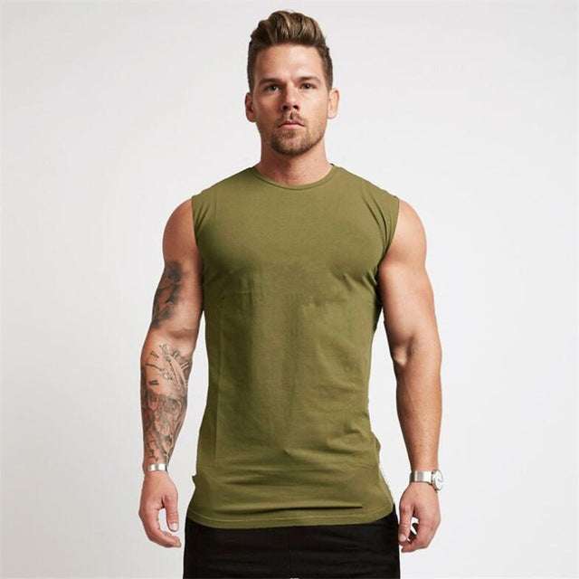 Gym Sleeveless Shirt Cotton Tank Top for Men Sportswear Vest - Minihomy