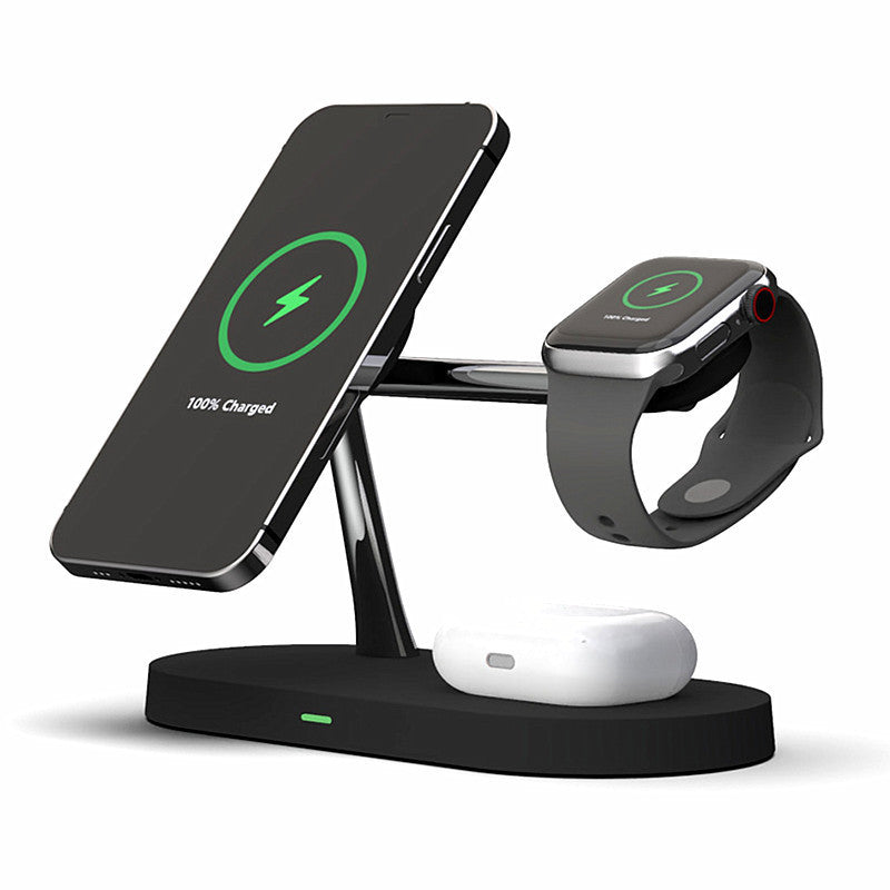 Multifunctional Five-In-One Magnetic Wireless Charging Watch Headset Desktop Mobile Phone Holder Charger 15W Fast Charge - Minihomy