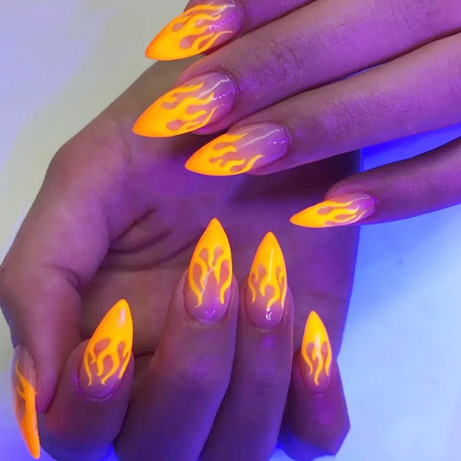 Nail Art Flame Star Sticker Ins Color Fluorescent Flame Boxed Transfer Sticker Set - Minihomy