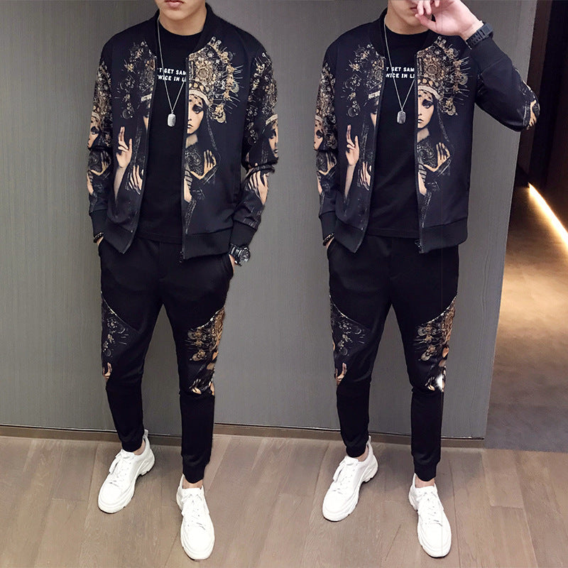 Jacket Pants Men Tracksuit Moda Hombre Printing Men's Set - Minihomy