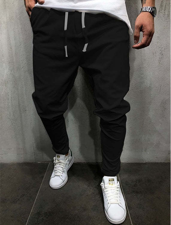 Men's Pants Solid Color Cropped Pants With Elastic Band - Minihomy