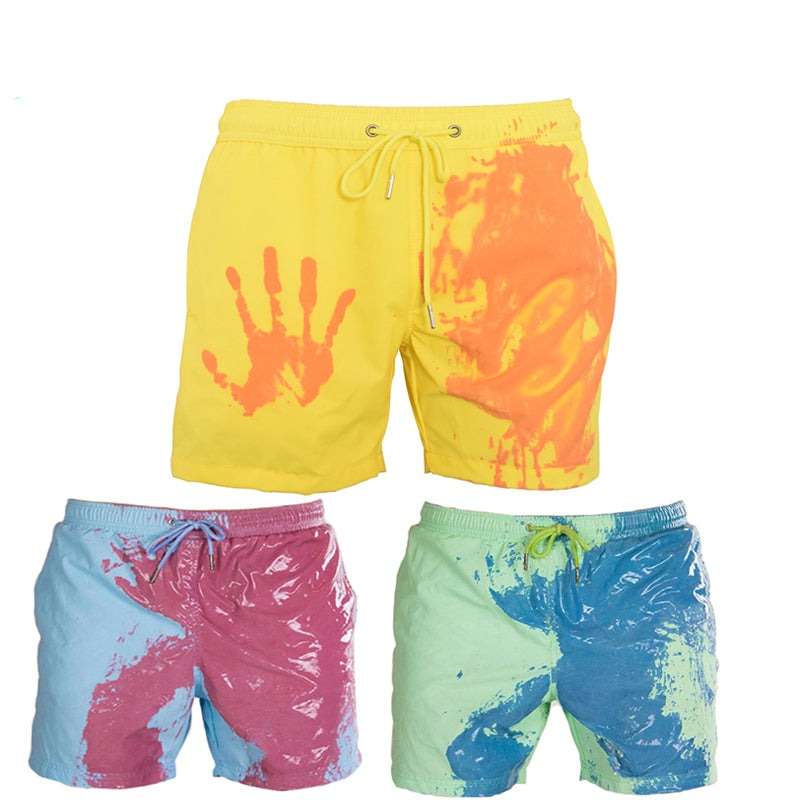 Magical Change Color Beach Shorts Summer Men Swimming Trunks Swimwear Swimsuit - Minihomy