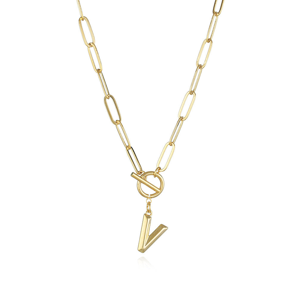 Letter Necklace Real Gold Plated Trend Hip Hop Necklace - Minihomy