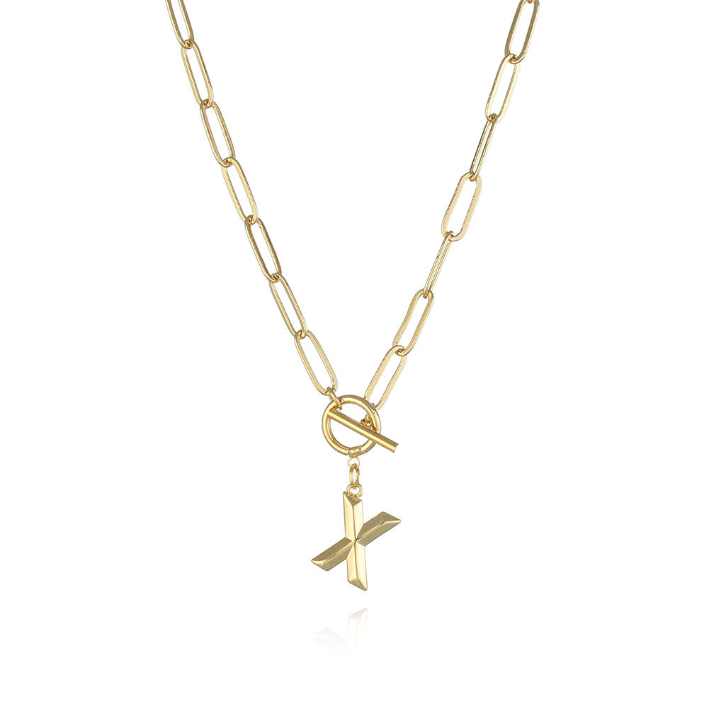 Letter Necklace Real Gold Plated Trend Hip Hop Necklace - Minihomy