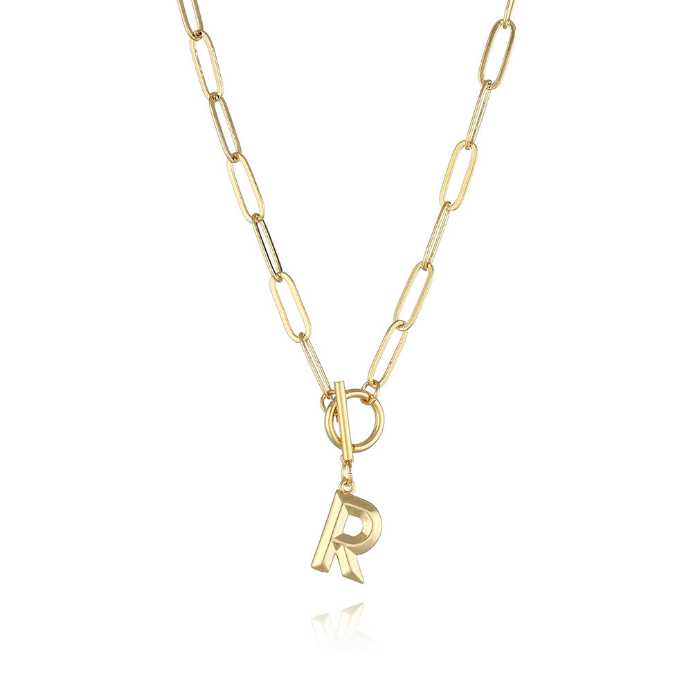 Letter Necklace Real Gold Plated Trend Hip Hop Necklace - Minihomy