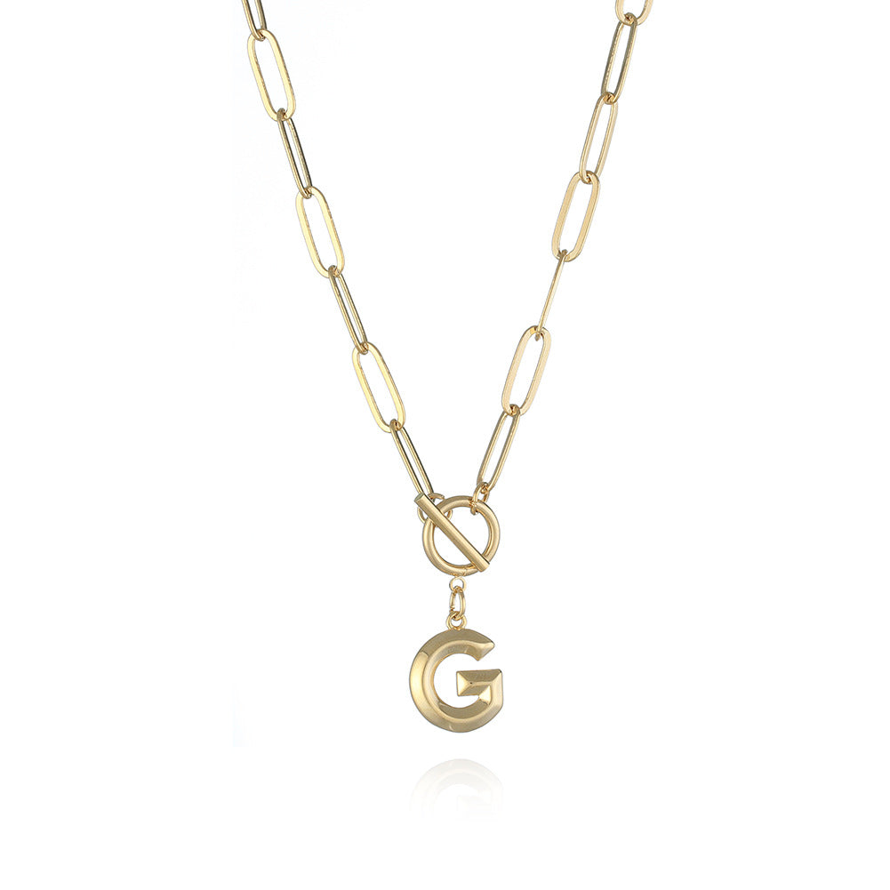 Letter Necklace Real Gold Plated Trend Hip Hop Necklace - Minihomy