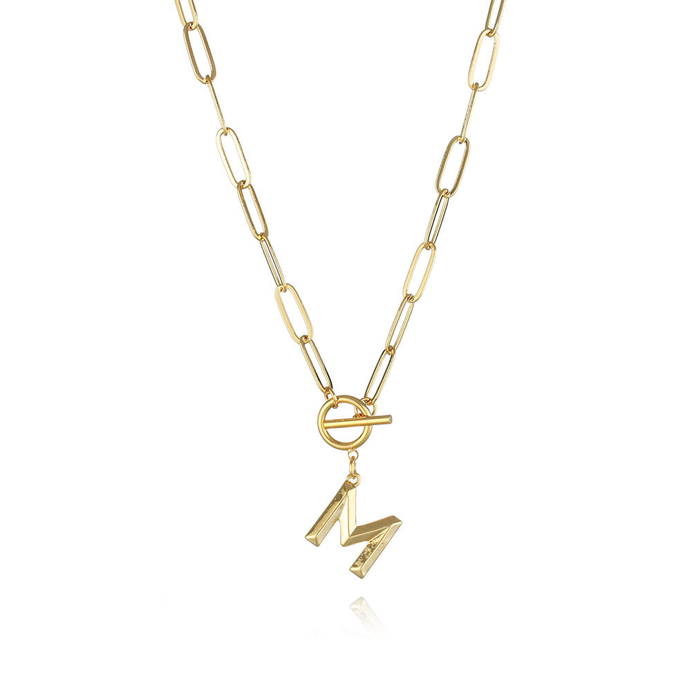 Letter Necklace Real Gold Plated Trend Hip Hop Necklace - Minihomy