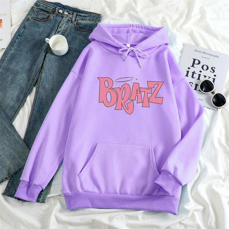 Letter Print Hoodie Unisex Sweatshirt Student Long Sleeve Hoodie - Minihomy