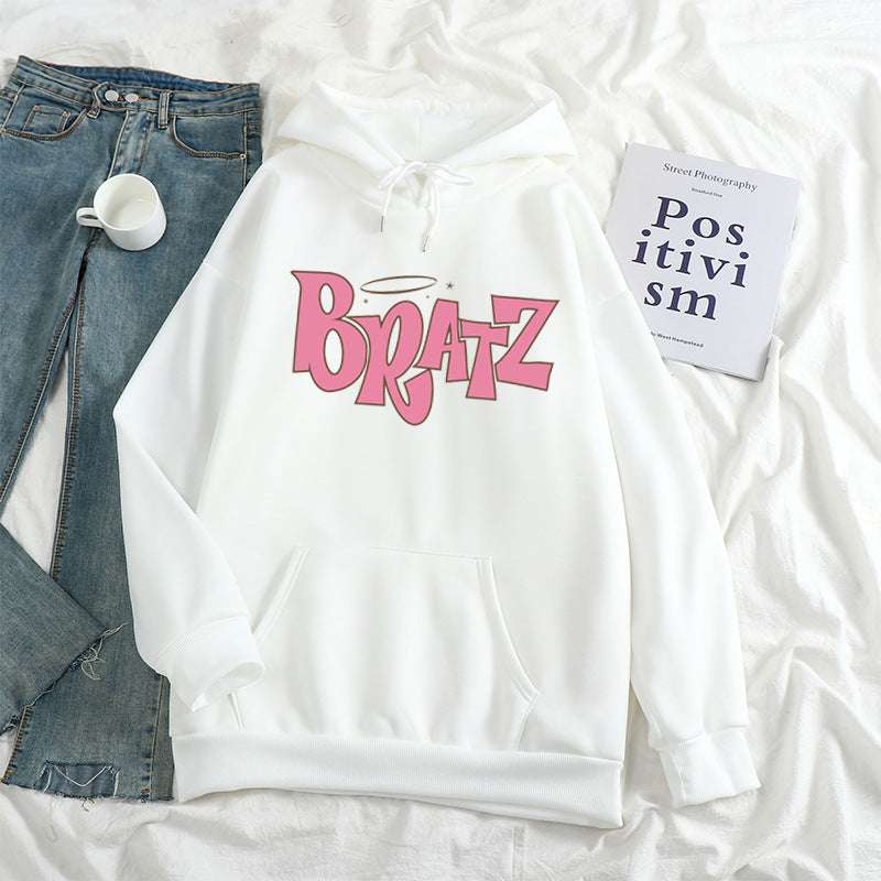 Letter Print Hoodie Unisex Sweatshirt Student Long Sleeve Hoodie - Minihomy