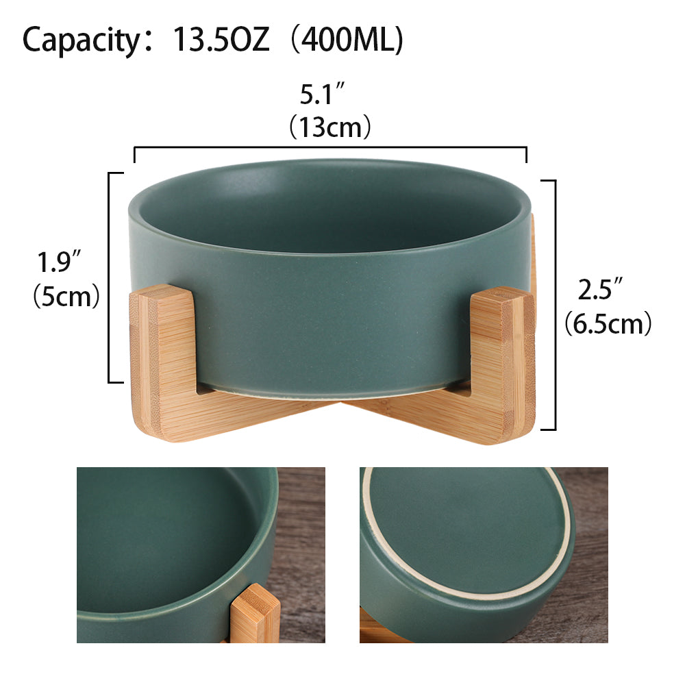 Cat & Dog Bowls, Double Ceramic Pet Food & Water Bowls, Anti-Tip Design - Minihomy