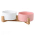 Cat & Dog Bowls, Double Ceramic Pet Food & Water Bowls, Anti-Tip Design - Minihomy