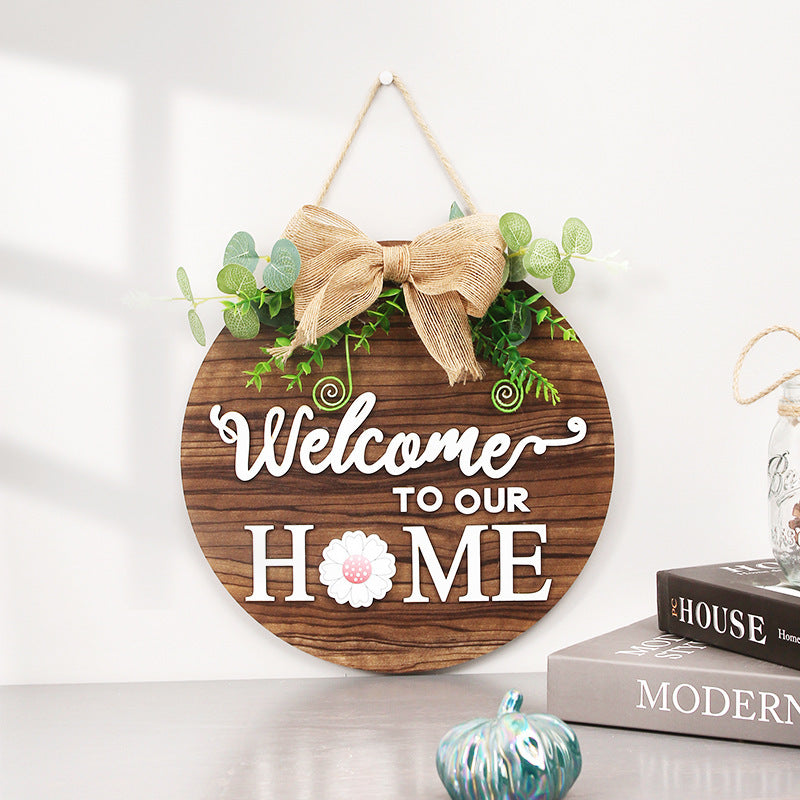 14 Mıknatıslı Çıkartmalarla Ahşap Kapı Askısı Süsleri - Welcome Home Decor