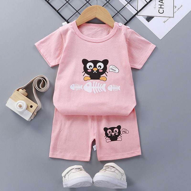 Children's Short-Sleeved Suit - Cotton Baby Summer Clothes - Minihomy