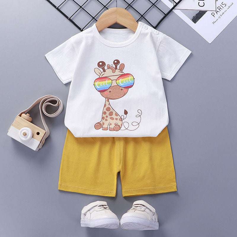 Children's Short-Sleeved Suit - Cotton Baby Summer Clothes - Minihomy