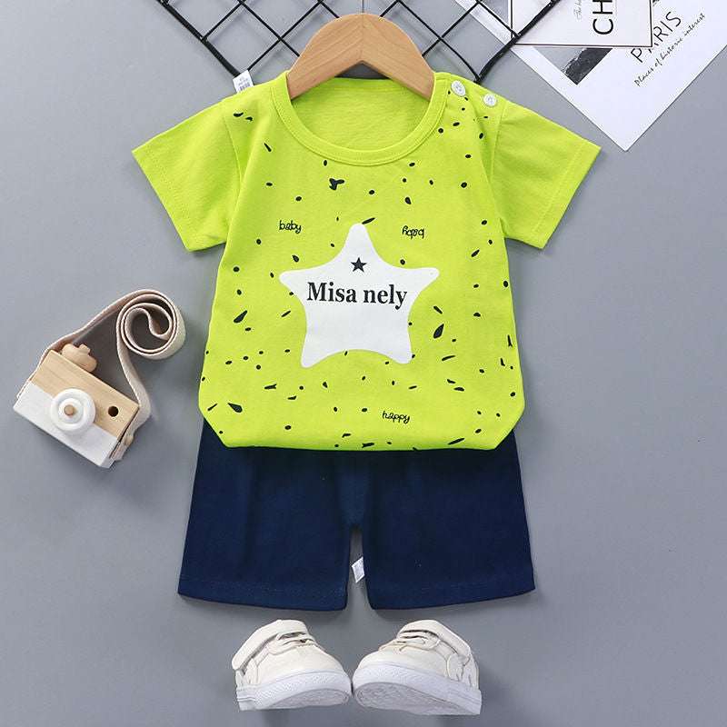 Children's Short-Sleeved Suit - Cotton Baby Summer Clothes - Minihomy