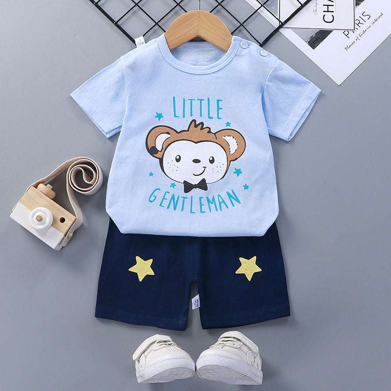 Children's Short-Sleeved Suit - Cotton Baby Summer Clothes - Minihomy